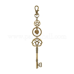 Alloy Cat Head & Flat Round with Star & Key Pendant Decorations&nbsp;HJEW-JM04093