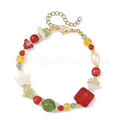 Christmas Gemstone and Natural Pearl Beaded Bracelets for Women&nbsp;BJEW-TA00769