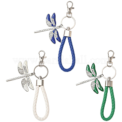 Alloy Enamel & Crystal Rhinestone & PU Leather Strap Keychain&nbsp;KEYC-YW00306-01