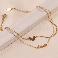 304 Stainless Steel Chain Anklets with Brass Charms&nbsp;WGE11C3-01