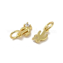 Rack Plating Brass Micro Pave Cubic Zirconia Pendants&nbsp;KK-H473-10G