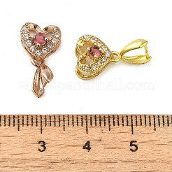 Rack Plating Brass Micro Pave Clear Cubic Zirconia Ice Pick Pinch Bails&nbsp;KK-K340-29