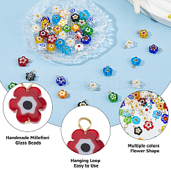 48Pcs Handmade Millefiori Glass Pendants&nbsp;PALLOY-HS00029