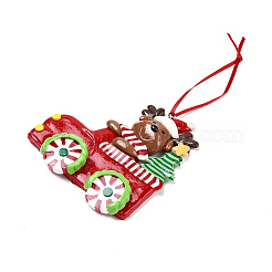 Christmas Car Handmade Polymer Clay Pendant Decorations&nbsp;HJEW-P017-03B