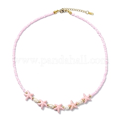 2Pcs 2 Styles Ocean Turtle Starfish Synthetic Turquoise & Natural Pearl & Glass Seed Beaded Necklaces&nbsp;NJEW-JN06130-01