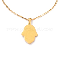 304 Stainless Steel Hamsa Hand with Evil Eye Pendant Necklaces&nbsp;STAS-B021-06