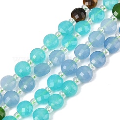 Natural Agate(Dyed & Heated) & Dyed White Jade & Tiger Eye Beads Strands&nbsp;G-Z135-B04