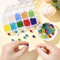 218Pcs 10 Colors Transparent Glass Beads&nbsp;GLAA-YW0005-12