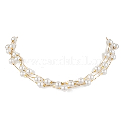 Round ABS Plastic Imitation Pearl Beads Necklace & Bracelet & Dangle Earring Sets for Women&nbsp;SJEW-JS01306