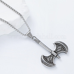 Hip Hop Street Style 304 Stainless Steel Axe Pendant Box Chain Necklaces for Men&nbsp;IG7443