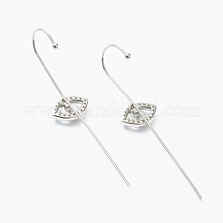 Brass Micro Pave Clear Cubic Zirconia Ear Wrap Crawler Hook Earrings&nbsp;EJEW-J101-19P