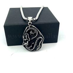 Vintage Punk 304 Stainless Steel Dragon Pendant Necklaces for Men&nbsp;GS6470