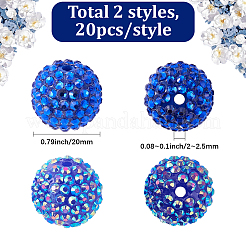40Pcs 2 Styles Transparent Resin Rhinestone Graduated Beads&nbsp;RESI-BM0001-13