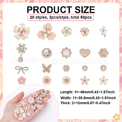 60Pcs 20 Styles Alloy Enamel & Rhinestone Cabochons Sets&nbsp;DIY-PH0033-79