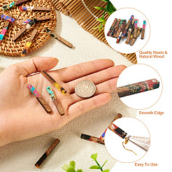 16Pcs 8 Colors Transparent Resin & Walnut Wood Big Pendants&nbsp;RESI-TA0002-53