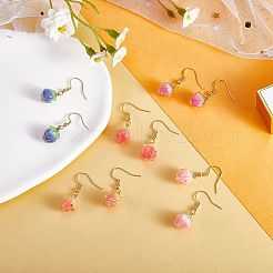 3D Resin Flower Dangle Earrings&nbsp;EJEW-SW00019-05