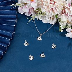 6Pcs Hollow 925 Sterling Silver Lotus Charms&nbsp;STER-DR0001-34