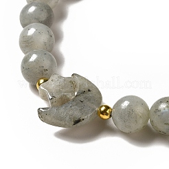 Natural & Synthetic Mixed Gemstone Moon and Star Beaded Stretch Bracelet for Women&nbsp;G-G997-C