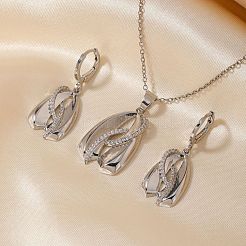 Elegant Brass Pendant Necklaces & Earrings Sets for Women&nbsp;JN0576
