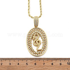 Brass Cubic Zirconia Pendant Necklaces for Women&nbsp;NJEW-U034-02B-G