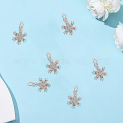10Pcs Brass Micro Pave Clear Cubic Zirconia Snowflake Pendants&nbsp;KK-BBC0021-79