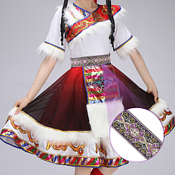 Ethnic Style Embroidery Polyester Ribbons&nbsp;OCOR-WH0070-04B