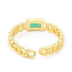 Cubic Zirconia Rectangle Open Cuff Ring&nbsp;RJEW-I083-02G-02