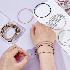 24Pcs 4 Colors Stainless Steel Satellite Chains Stretch Bracelets Set for Women&nbsp;BJEW-UN0001-36