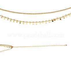 Brass Star Charm Double Layer Curb Waist Chains for Women&nbsp;NJEW-TA00192