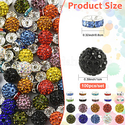 30Pcs 10 Colors Polymer Clay Rhinestone & 70Pcs 10 Colors Brass Rhinestone Spacer Beads Findings Kits&nbsp;DIY-FS0010-52