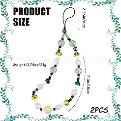 2Pcs Resin Beaded Mobile Phone Lanyard Wrist Strap&nbsp;HJEW-GF0001-47A