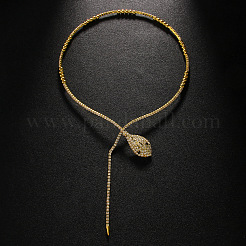 Snake Brass Crystal Rhinestone Lariat Necklaces for Women&nbsp;FS-WG9EF43-01