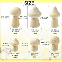 24Pcs 6 Styles Undyed Natural Wood Decoration&nbsp;WOOD-YW0001-44