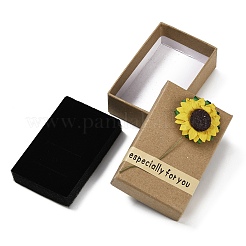 Kraft Paper Gift Boxes with Faux Sunflower Outside for Jewelry Set&nbsp;CON-Z011-01A-02