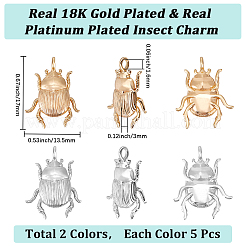 10Pcs 2 Colors Brass Pendants&nbsp;KK-BBC0023-96