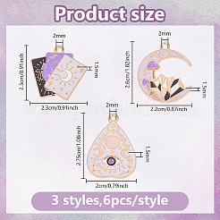 18Pcs 3 Styles Tarot Style Alloy Eanaml Pendants&nbsp;FIND-DC0006-60