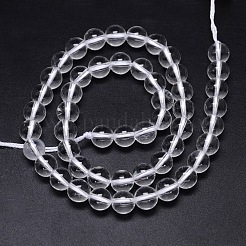 Round Natural Grade AA Quartz Crystal Beads Strands&nbsp;G-H1648-8mm-01N-AA
