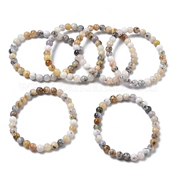 Natural Green Opal Round Beads Stretch Bracelets for Women&nbsp;BJEW-Z158-03L-04