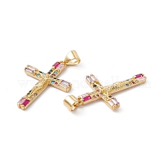 Rack Plating Brass Micro Pave Cubic Zirconia Pendants&nbsp;ZIRC-C040-46G-01