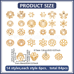 90Pcs 15 Styles Brass Bead Caps&nbsp;KK-PH0012-19B