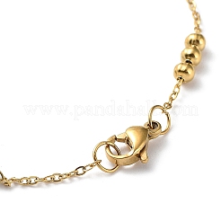 304 Stainless Steel Round Beaded Link Chain Bracelets for Women&nbsp;BJEW-D033-01G