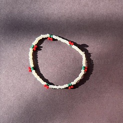 3Pcs 3 Colors Christmas Round Glass Seed Beaded Stretch Bracelet Sets&nbsp;WK9106