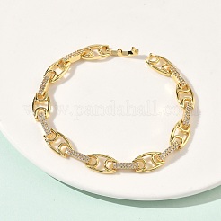 Clear Cubic Zirconia Oval Link Chains Bracelet&nbsp;BJEW-G773-04G