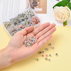 480Pcs 8 Style Flat Round Luminous Acrylic Beads&nbsp;DIY-YW0003-01