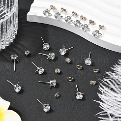 30Pcs Clear Cubic Zirconia Stud Earring Findings&nbsp;EJEW-BBC0006-06A