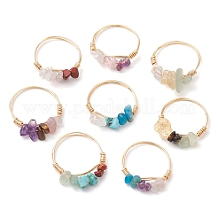 Natural Gemstone Chips Finger Rings&nbsp;RJEW-JR00800