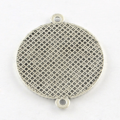 Tibetan Style Alloy Flat Round Cabochon Connector Settings&nbsp;TIBE-Q038-001C-AS-RS