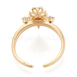 Crown Brass Micro Pave Clear Cubic Zirconia Cuff Ring Settings&nbsp;KK-T076-24G