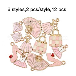 12Pcs 6 Styles Alloy Pendants&nbsp;ENAM-FP0003-12