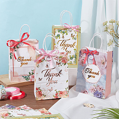 12Pcs 4 Colors Mother's Day Theme Flower Print Paper Handle Bags&nbsp;CARB-DR0001-01